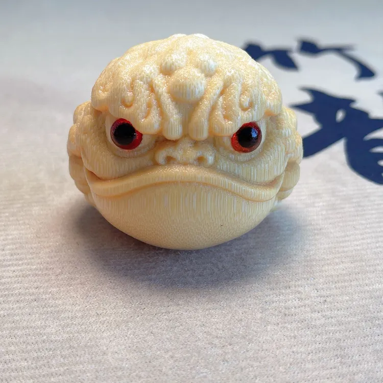 实心竹龙血金丝竹雕6.0公分大金蟾【醒狮款式】送油刷