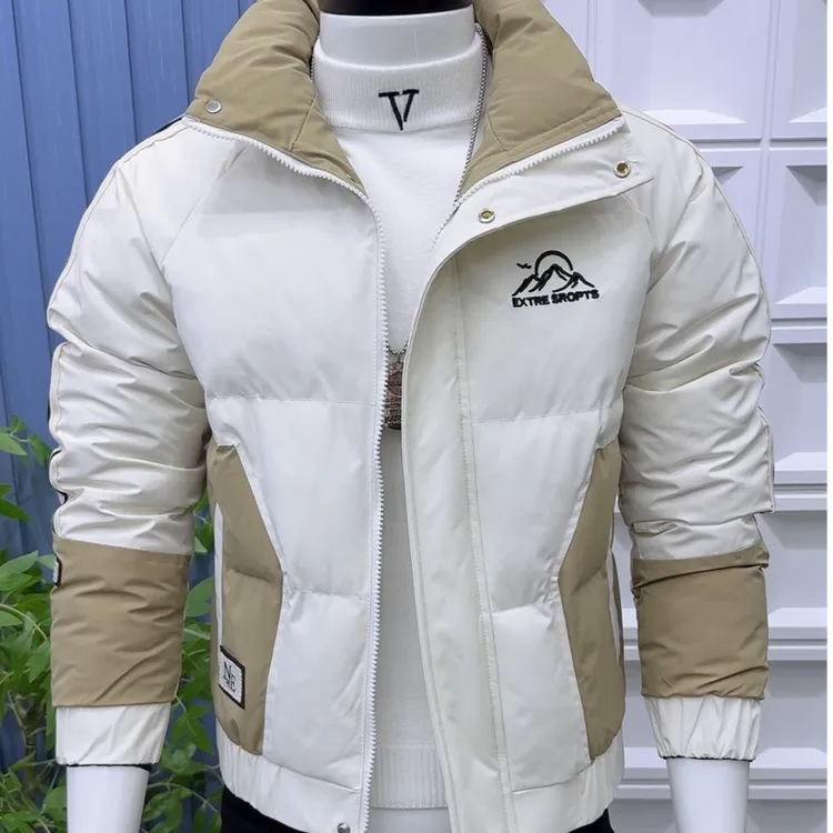 男士韩版秋冬立领时尚潮流休闲百搭保暖男款拼色棉衣0108