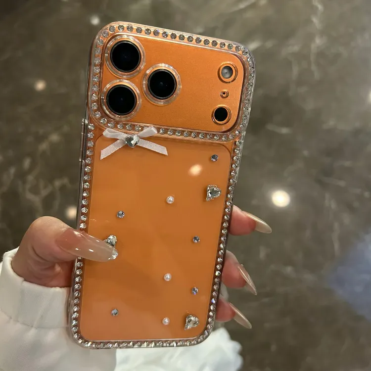 水钻镶嵌壳蝴蝶结适用于苹果iPhone17promax手机壳16新款15千金风