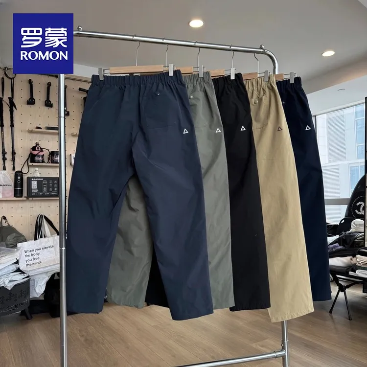 罗蒙夏季美式户外工装机能小白标宽松百搭休闲高街男女冰丝长裤子