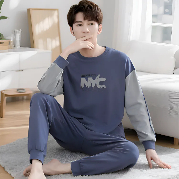 新款2025睡衣男士春秋款纯棉爆款长袖大码青年全棉秋冬家居服套装