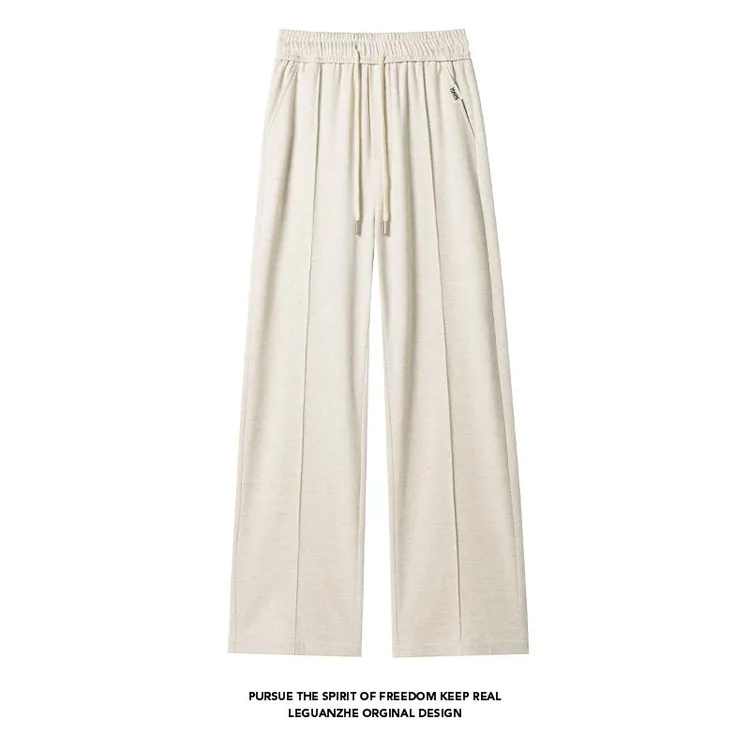 马克华菲休闲卫裤男女款2025秋季新款人字纹复合直筒糯米裤子