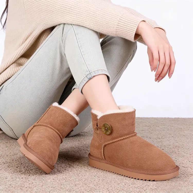 【皮毛一体女】运动雪地靴一粒扣时尚百搭加绒加厚保暖防滑女款棉鞋