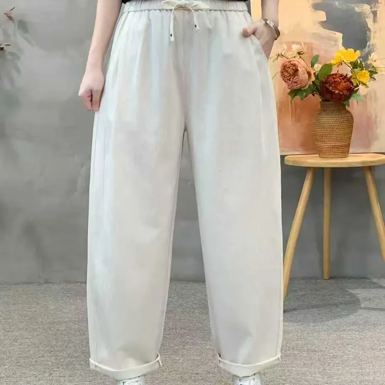 休闲风哈伦裤春夏秋高腰休闲裤薄款莱赛尔长裤纯色