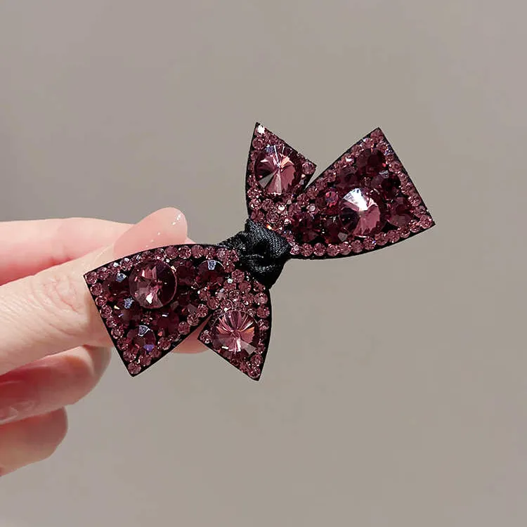 满钻蝴蝶结发饰头饰边夹刘海夹气质百搭发夹高级感鸭嘴夹韩版发卡
