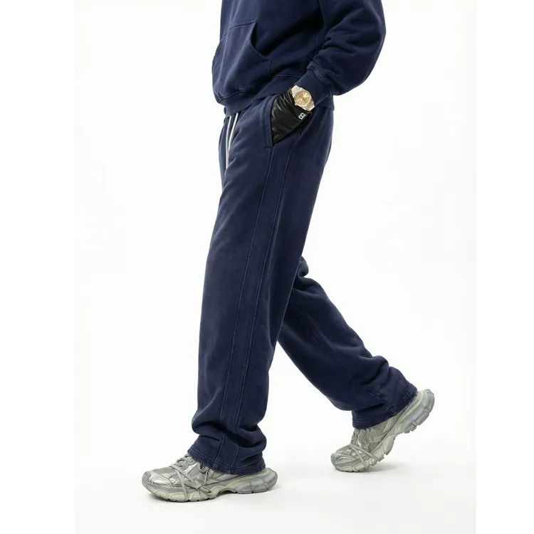 DKS 复古洗水加绒弯刀卫裤2025冬季美式潮牌400G宽松直筒休闲长裤