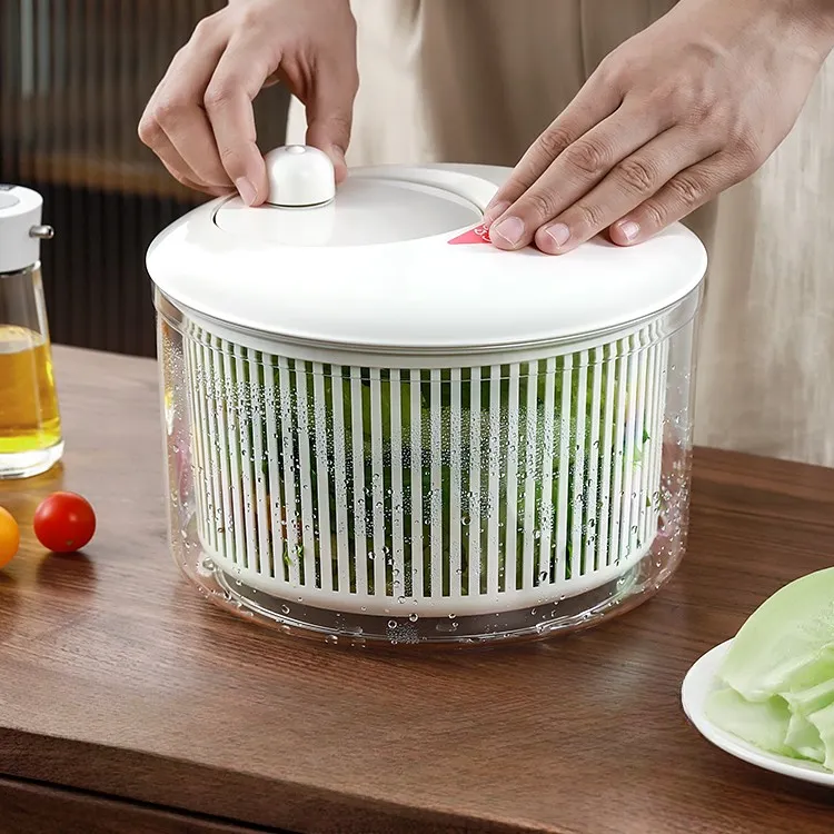 蔬菜脱水器沙拉清洗甩干机创意小型手摇甩菜厨房洗菜沥水篮带盖