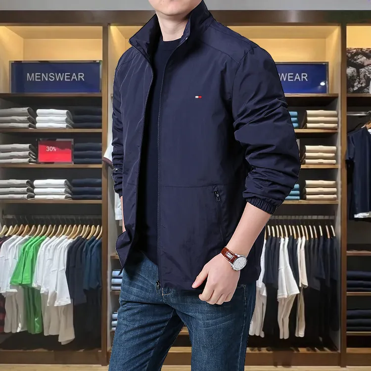 Tommy汤米夹克外套男春秋新款休闲大码宽松立领户外薄款冲锋上衣