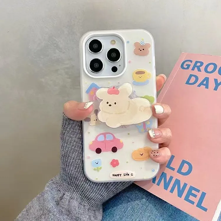 【入月】卡通小狗果冻二合一大孔手机壳
