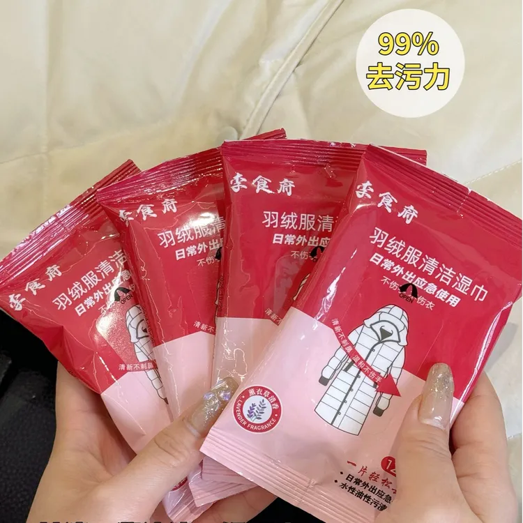 【到手十包】李食府羽绒服清洁湿巾便携装去油污衣服清洗干洗剂