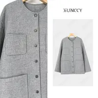 JIUNCCY【山语】山羊绒澳羊毛混纺四口袋双面呢大衣外套 52YDY006