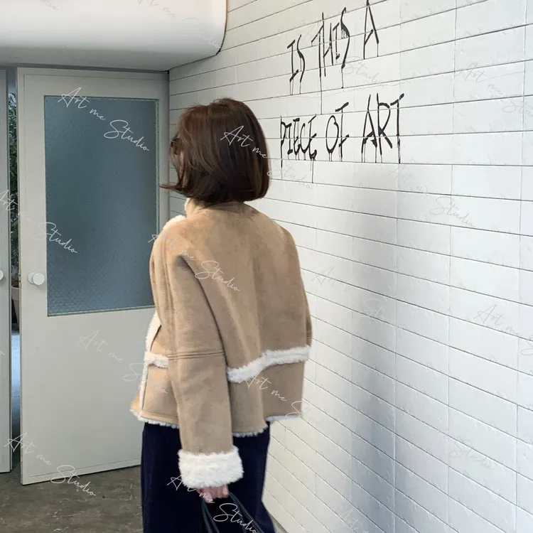 【ART ME】100绵羊毛羊羔毛拼接奶芙芙两穿厚实无束缚感外套w24531