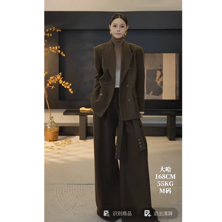 DENGDAHA「英伦行者」老钱风翻领排扣宽松外套HBZW800063