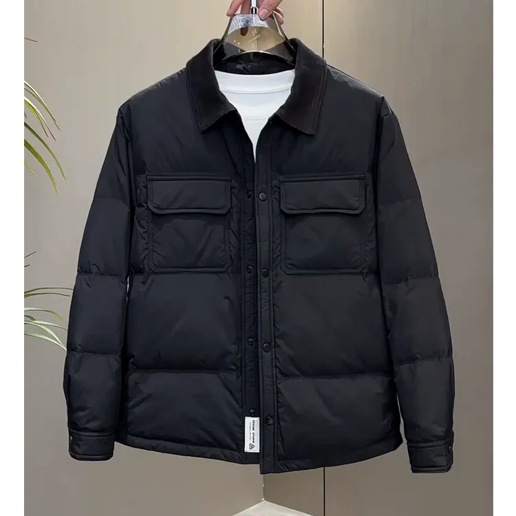 冬季痞帅轻薄羽绒服外套男士潮牌短款高级感休闲百搭衬衣夹克上衣