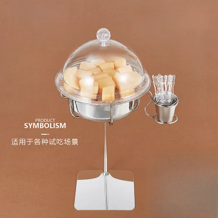 新款原创锁鲜款圆形试吃盘+可加冰块冰袋陈列支架元弟天元