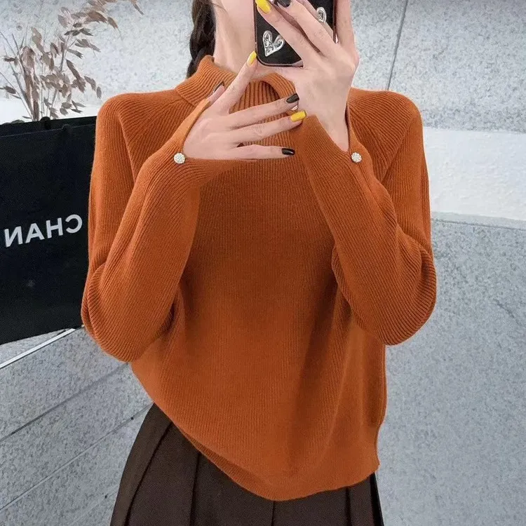 韩系翻领灰色针织衫女2025秋冬新款设计感慵懒百搭显瘦毛衣外套女