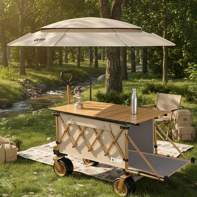 疆屿户外露营折叠推车摆摊万能推车可折叠拖车拉货快递旅游露营车