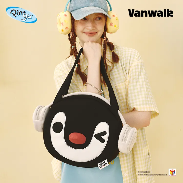 VANWALK Pingu可爱企鹅毛绒公仔包ins休闲小众女生礼物单肩手提包