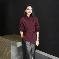 【轻泛舟莲】Z·R上品屋 高级感立领扣带长袖腰带上衣外套
