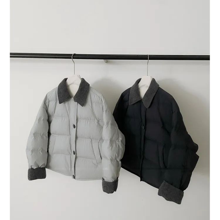 2025冬季爆款休闲棉服女小众简约时尚翻领撞色设计保暖外套