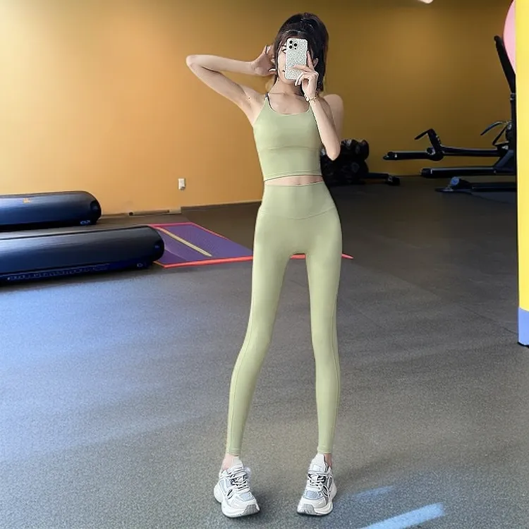 夏季女瑜伽套装衣裤瑜伽女健身健身美背训练普拉提运动套装女款