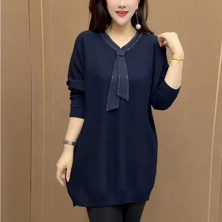 妈妈秋冬时尚新款宽松大码中老年针织衫打底洋气毛衣显瘦大版衫女