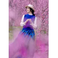 【红姐推荐】棉复古扎染半身裙女秋冬百搭印花中长款高腰大摆裙反季