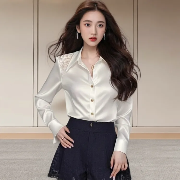 衬衫女秋冬内搭新款白色显瘦气质衬衣长袖时尚洋气设计小众衣服