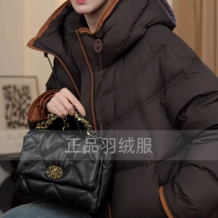 Y176【出口原单鸭绒】新款冬季高端专柜黑巧咖色羽绒服-喵喵