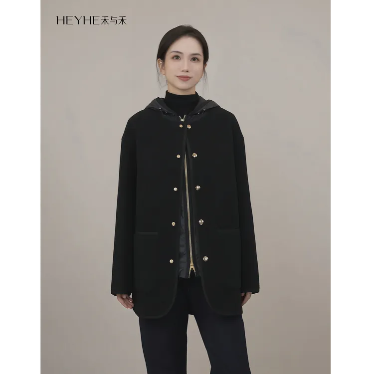 小禾【羽皇大衣】95白鹅绒羊绒羊毛鹅绒服大衣小个子秋冬款毛呢外套