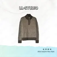 妙兮秋季新款时尚宽松百搭设计款撞色套头圆领毛针织衫*20252633