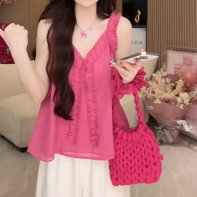 糖水日记 2025夏季显瘦宽松通勤上衣气质吊带背心女LK2504477