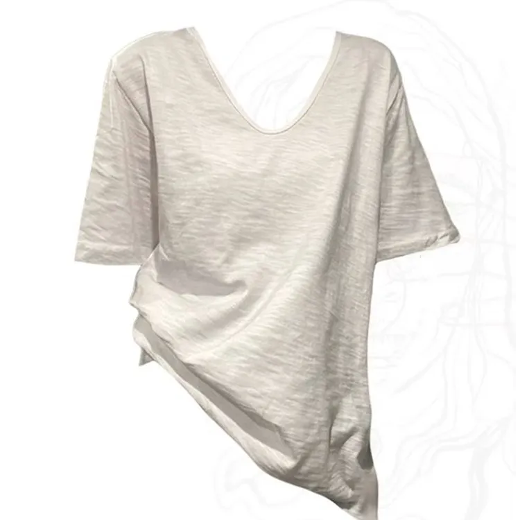 中袖夏季薄款新款百搭打底衫休闲白色气质打底不规则显瘦宽松时尚