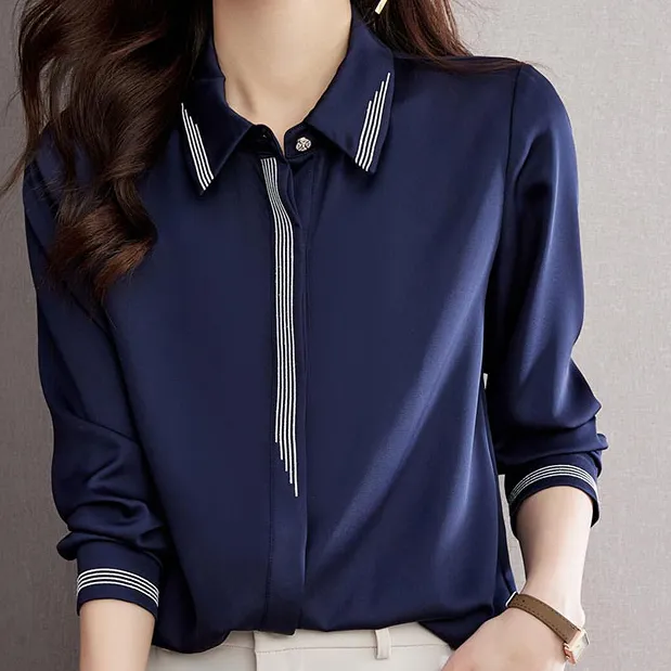 NAHOPULER/纳霍浦勒真丝衬衫女洋气长袖桑蚕丝女士衬衣