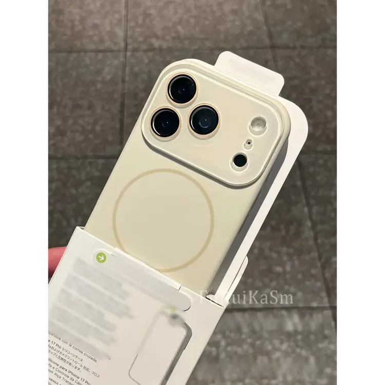 奶白色细圈磁吸适用iPhone17Pro时尚17promax手机壳16pro液态硅胶
