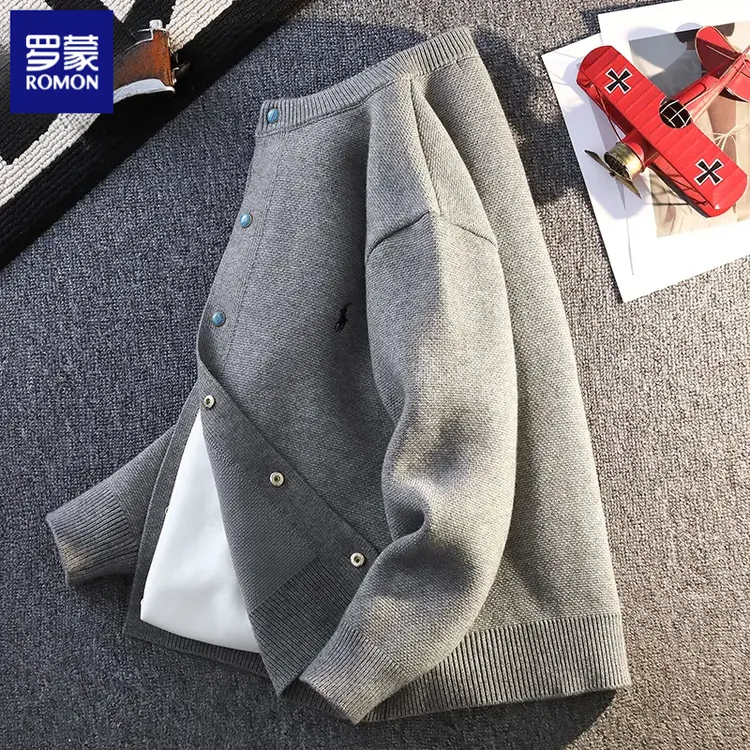 罗蒙新款针织毛衣开衫外套时尚宽松百搭休闲纯色开衫2025高档潮流