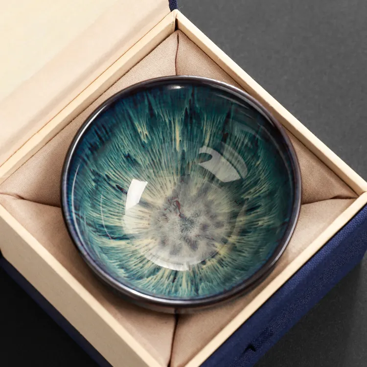 曜变拉丝束口杯主人杯茶杯陶瓷茶碗建盏品茗杯男女泡茶家用喝茶杯