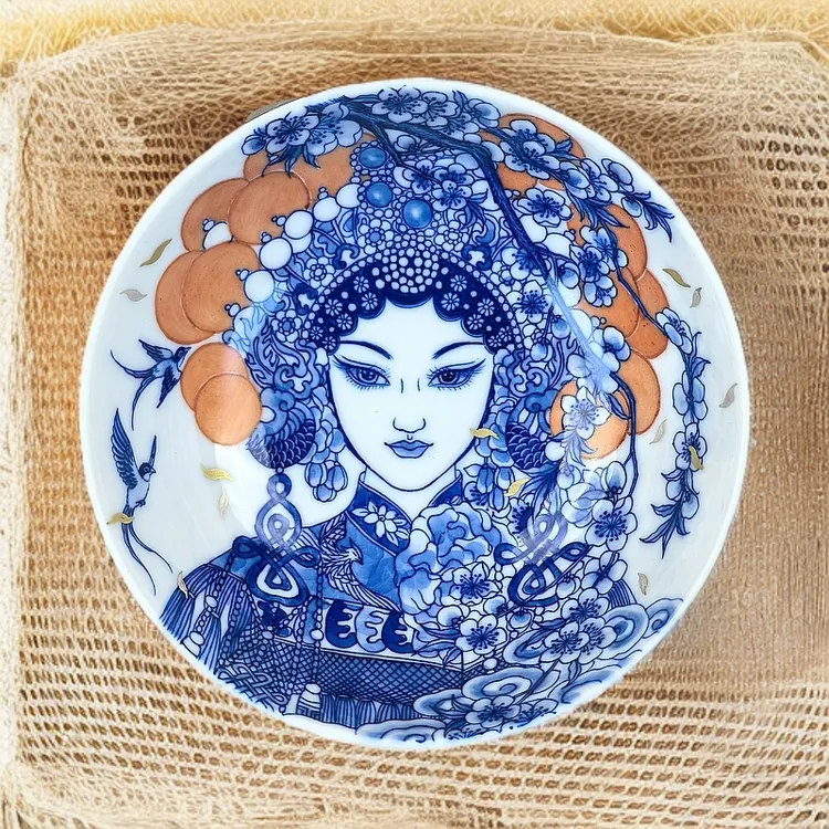 良朋柴窑主人杯青花加彩花旦茶器普洱杯非遗传承人手工艺术品