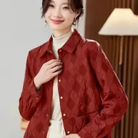 妈妈春秋夹棉外套女2025新款中年小个子时尚洋气宽松休闲短款上衣