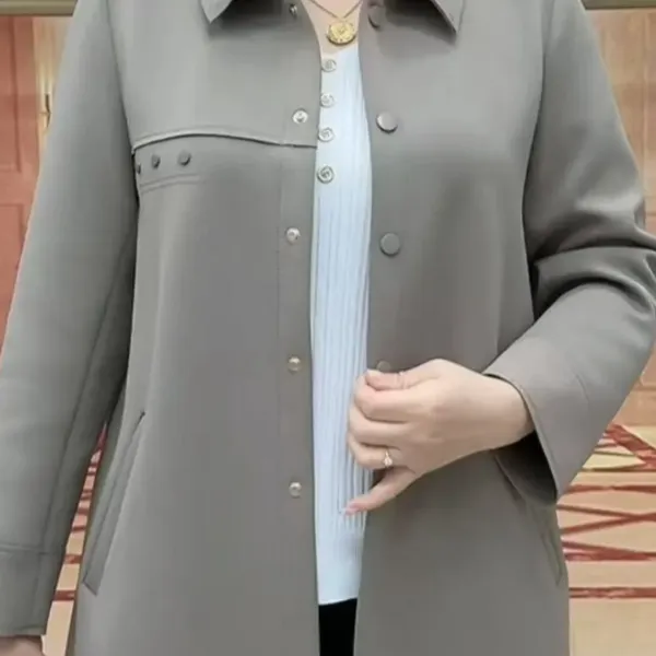 春秋款女装外套百搭减龄中老年妈妈装2025新款大码单排扣衬衫
