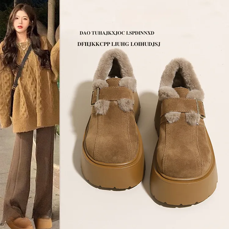 松糕厚底增高勃肯女鞋子加绒加厚雪地靴2025新款冬季爆款乐福棉鞋