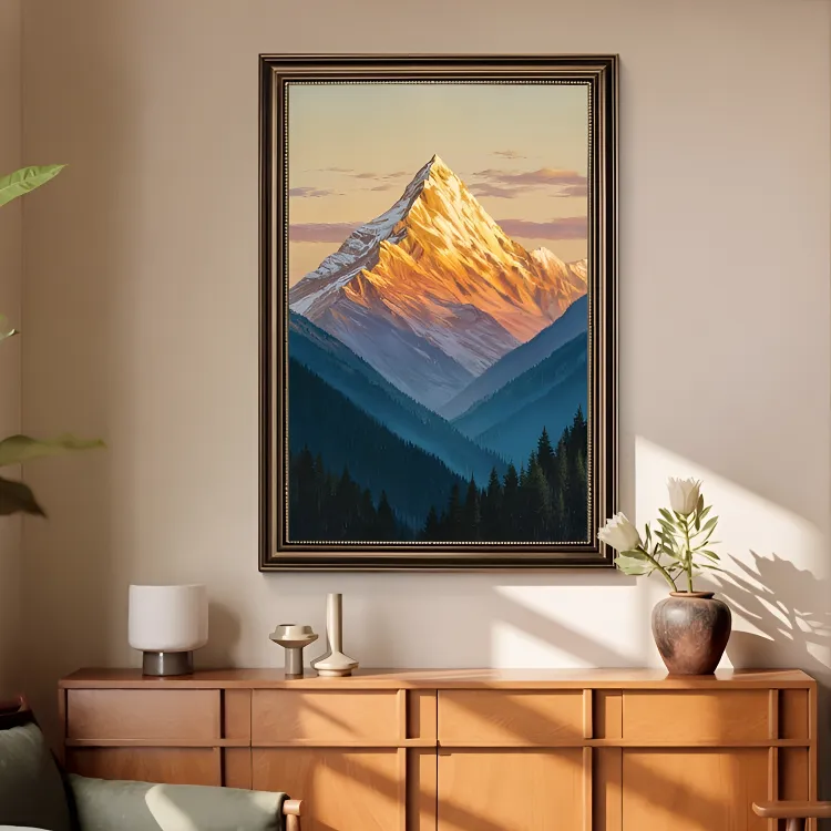 2026新款日照金山挂画玄关装饰画客厅走廊过道壁画美式山水风景画