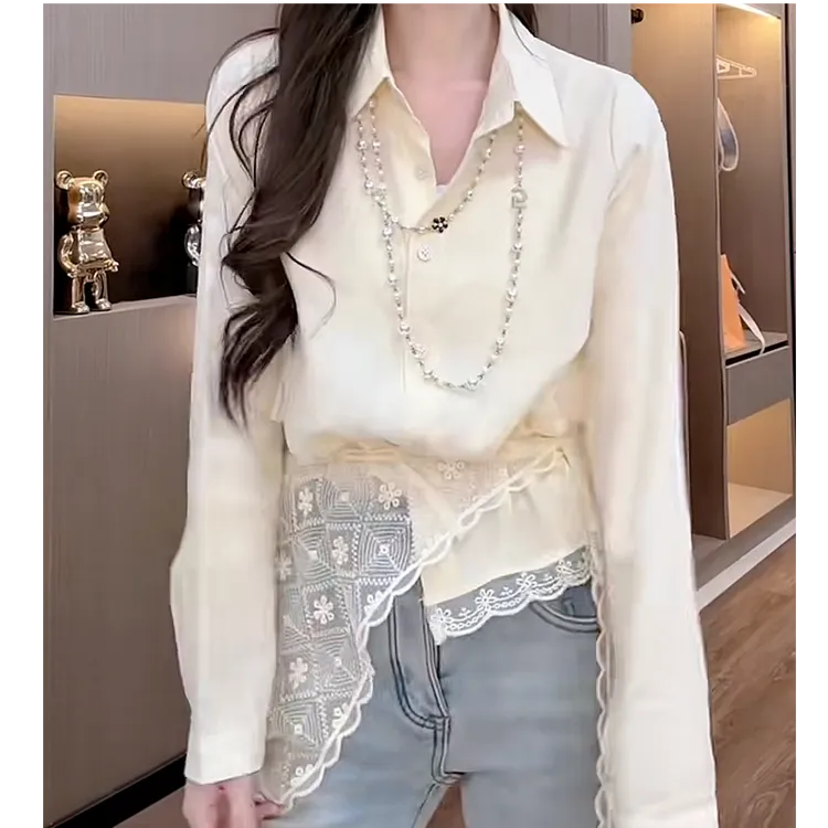 蕾丝衬衫+披肩2025春季新款时尚设计感秀气减龄休闲长袖衬衣上衣
