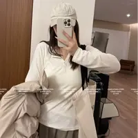 【吃不饱饱】大码 纯欲天花板 温柔V领半开领纽扣长袖内搭0306