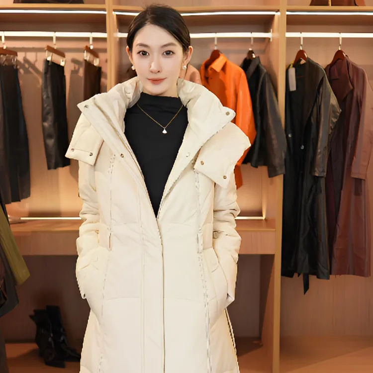 2025新款海宁皮羽绒连帽时尚长款皮衣皮风衣皮羽绒