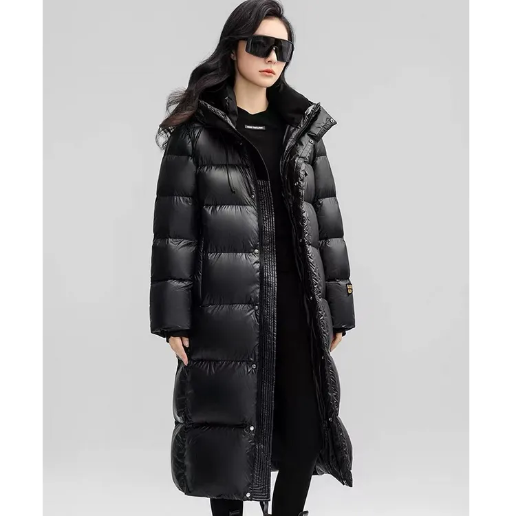 2025女装冬季长款黑金棉服情侣款棉服亮面保暖高端爆款休闲百搭