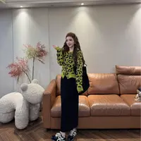I16 韩系纯欲温柔甜美显瘦豹纹毛衣 EI1604
