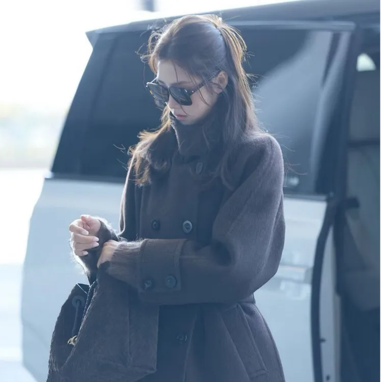 THEARENA“马德里”100%牦牛绒双排扣立领厚实大衣H6639