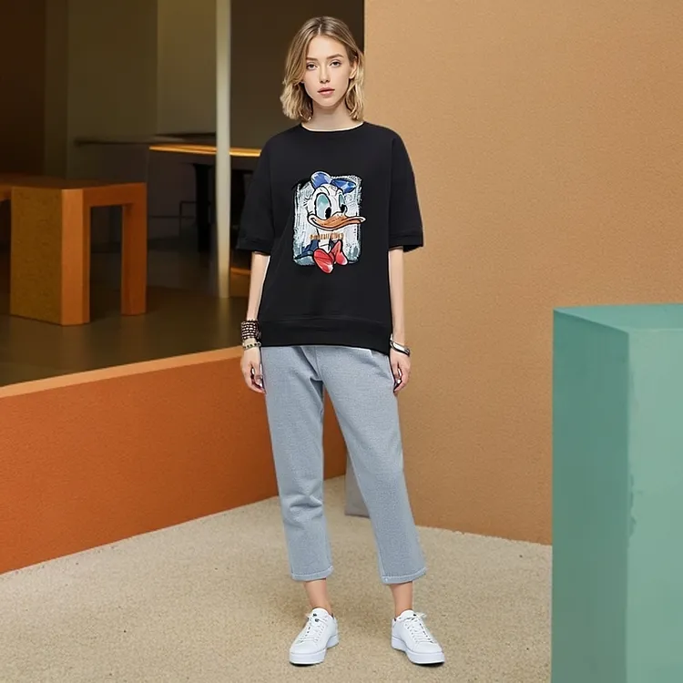 纯棉减龄短袖t恤女夏季2025新款ins宽松学生韩版设计感洋气上衣潮
