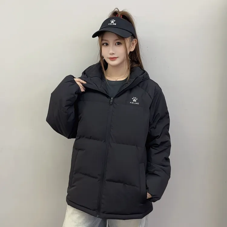 【2025新款羽绒】KELME/卡尔美连帽羽绒服冬季防泼水加厚短款保暖